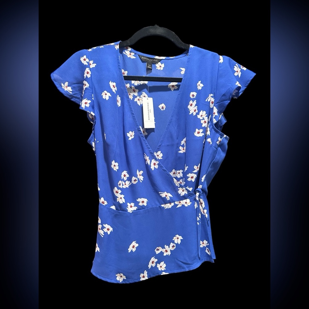 Blue wrap blouse